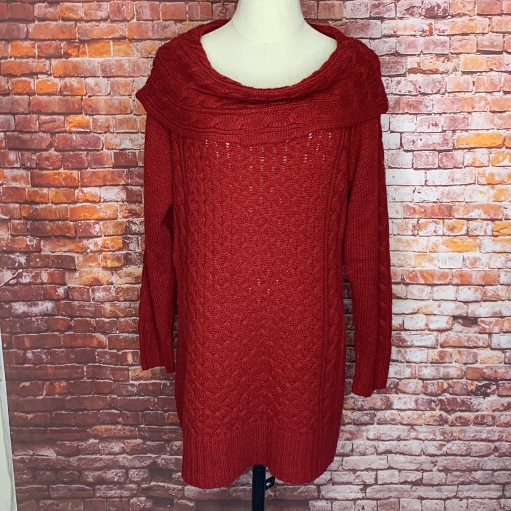 Vintage Dress Barn Deep Rust Red Cowl Neck Soft Knit Sweater